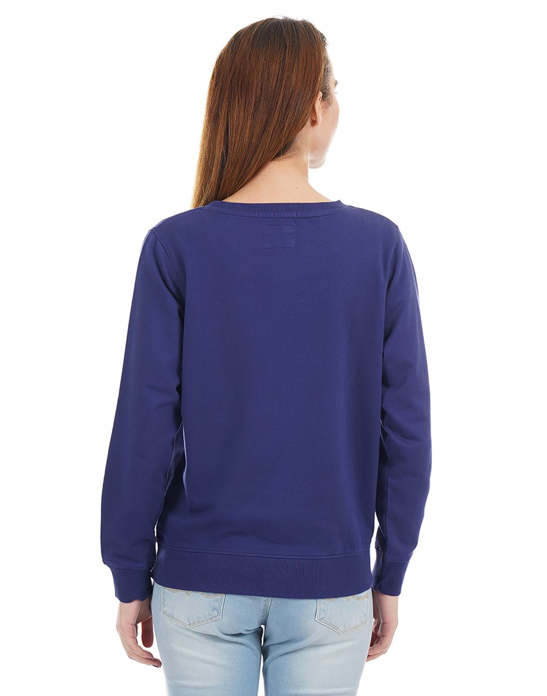 Pepe Jeans London Women Casual Wear Royal Blue Graphic Print Sweatshirt
